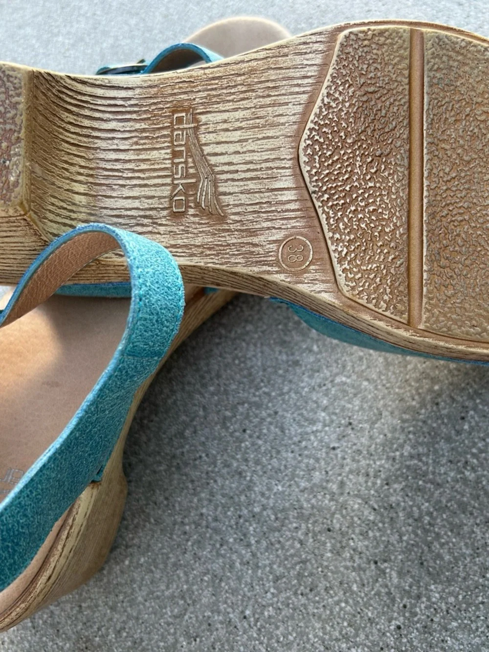 Dansko Sky Blue/ Turquoise Leather Slingback Clog Sandals - Like New! - Picture 6 of 10